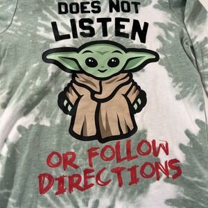 Star Wars Kids Grogu Yoda Character Hooded Tie Dye Long Sleeve‎ Shirt Green Sz 7